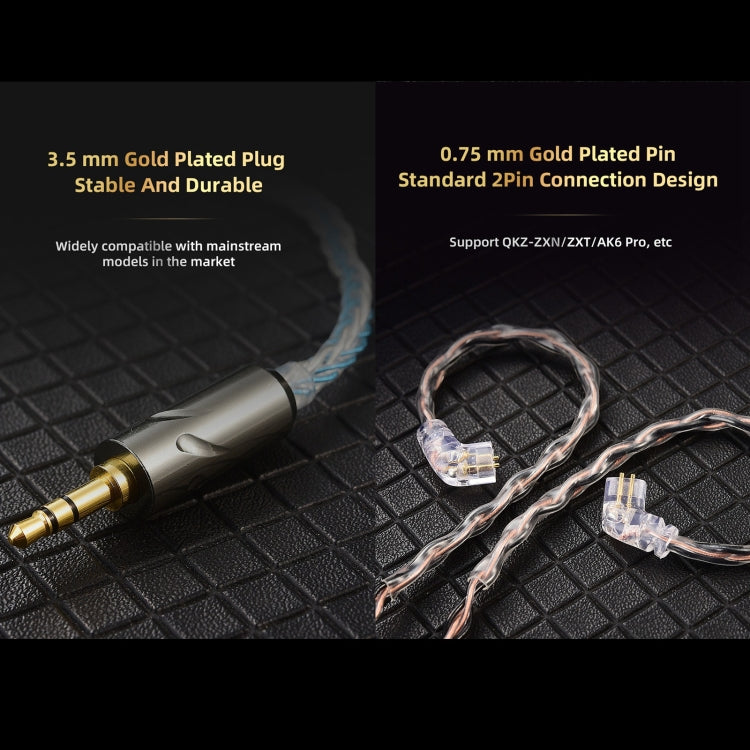 QKZ T1 8 Core TC Silver Plated 3.5mm 0.75mm 2PIN HIFI Earphone Update Cable(Yellow)