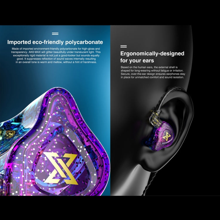 QKZ AK6 MAX In-ear Dynamic Subwoofer Wire-controlled Earphone, Version:Standard Version(Transparent Black)