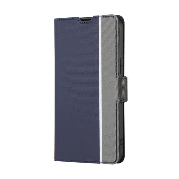 For OPPO Reno 8 Pro 5G Twill Texture Side Button Leather Phone Case(Blue)