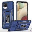 For Samsung Galaxy A12 5G/4G / M12 / F12 Armor PC + TPU Camera Shield Phone Case(Navy Blue) - Galaxy Phone Cases by PMC TechLife | Online Shopping South Africa | PMC TechLife