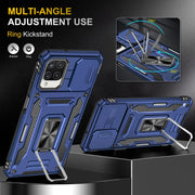 For Samsung Galaxy A12 5G/4G / M12 / F12 Armor PC + TPU Camera Shield Phone Case(Navy Blue)
