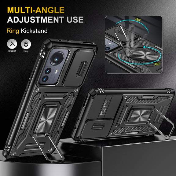 For Xiaomi 12 Pro Armor PC + TPU Camera Shield Phone Case(Black)