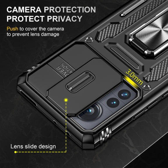 For Xiaomi 12 Pro Armor PC + TPU Camera Shield Phone Case(Black)