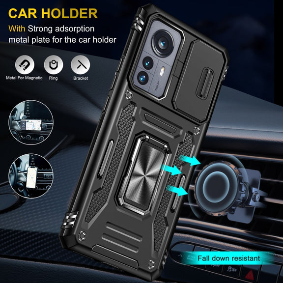 For Xiaomi 12 Pro Armor PC + TPU Camera Shield Phone Case(Black)