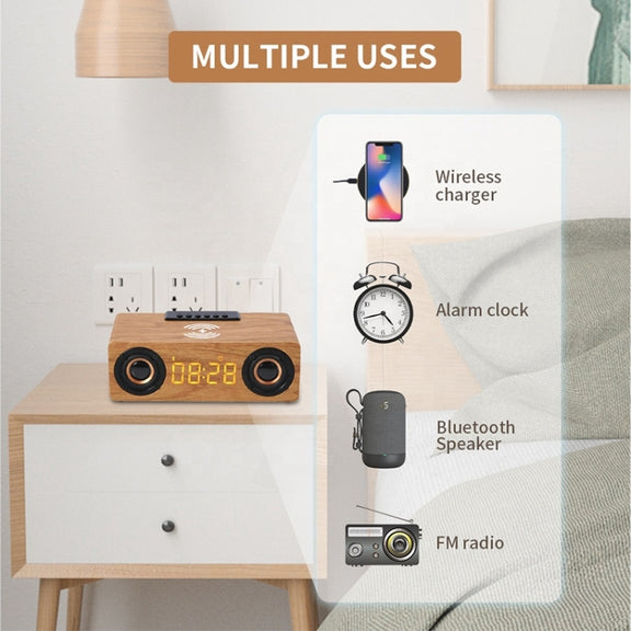 K1 Multifunctional Desktop Wooden Bluetooth Speaker Wireless Loudspeaker(Yellow)