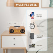 K1 Multifunctional Desktop Wooden Bluetooth Speaker Wireless Loudspeaker(Dark Brown)