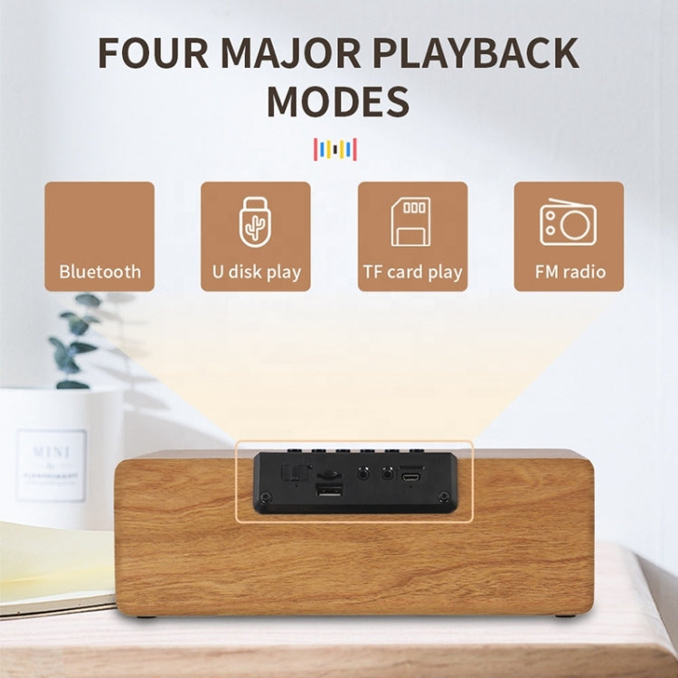 K1 Multifunctional Desktop Wooden Bluetooth Speaker Wireless Loudspeaker(Dark Brown)