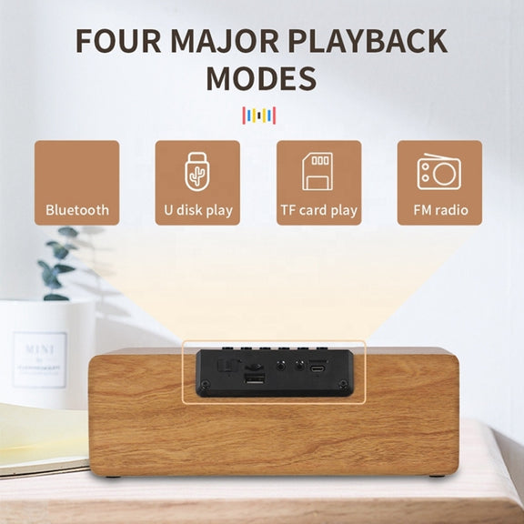 K1 Multifunctional Desktop Wooden Bluetooth Speaker Wireless Loudspeaker(Dark Brown)