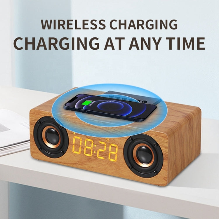 K1 Multifunctional Desktop Wooden Bluetooth Speaker Wireless Loudspeaker(Dark Brown)