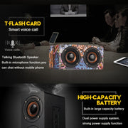 M5 Multifunctional Desktop Wooden Bluetooth Speaker Wireless Loudspeaker(Graffiti Color)