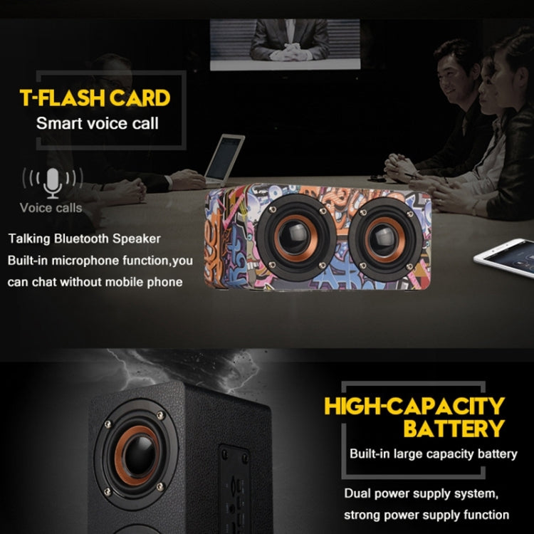 M5 Multifunctional Desktop Wooden Bluetooth Speaker Wireless Loudspeaker(Black)