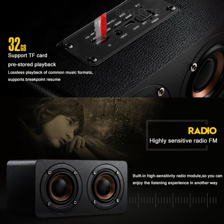 M5 Multifunctional Desktop Wooden Bluetooth Speaker Wireless Loudspeaker(Black)
