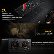 M5 Multifunctional Desktop Wooden Bluetooth Speaker Wireless Loudspeaker(Black)