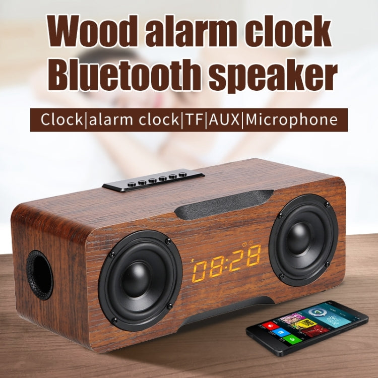 M8C Multifunctional Alarm Clock Bluetooth Speaker(Dark Brown)