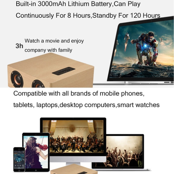 Q5 Home Computer TV Wooden Wireless Bluetooth Speaker(Red)