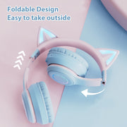BT029C RGB Dual Modes Cat Ear Wireless Bluetooth Headphone(Green)