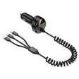 C68 LED Digital Display QC3.0 Fast Car Charger 3 in 1 with Spring Cable(Black) - Car Charger by PMC TechLife | Online Shopping South Africa | PMC TechLife