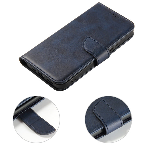 For iPhone 14 Calf Texture Buckle Flip Leather Phone Case (Blue)
