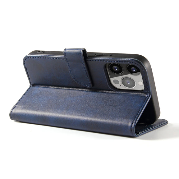 For iPhone 14 Calf Texture Buckle Flip Leather Phone Case (Blue)