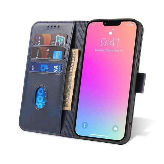 For iPhone 14 Pro Max Calf Texture Buckle Flip Leather Phone Case (Blue)
