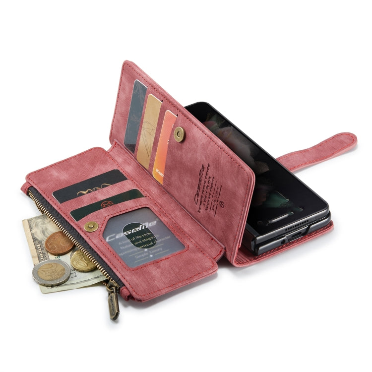 For Samsung Galaxy Z Fold4 5G CaseMe C30 Multifunctional Card Slots Zipper Phone Leather Phone Case(Red)