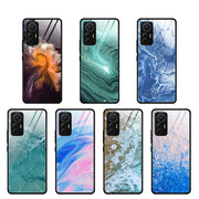 For Xiaomi 12 Lite Marble Pattern Glass Protective Case(Water Waves)