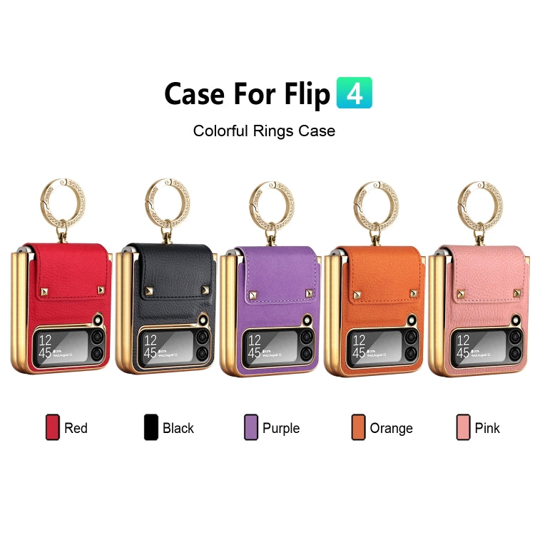 For Samsung Galaxy Z Flip4 5G GKK Colorful PU Phone Case with Ring Holder(Red)