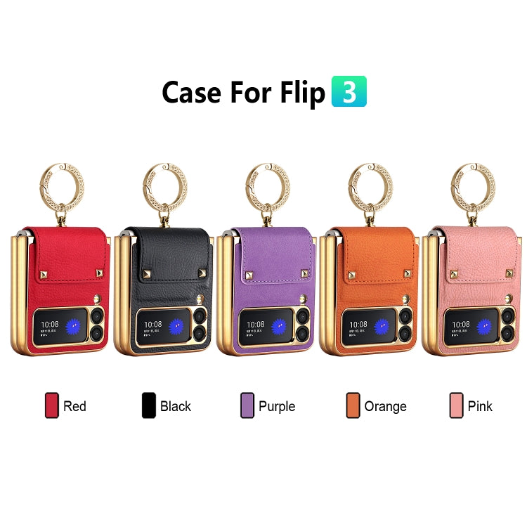 For Samsung Galaxy Z Flip3 5G GKK Colorful PU Phone Case with Ring Holder(Black)