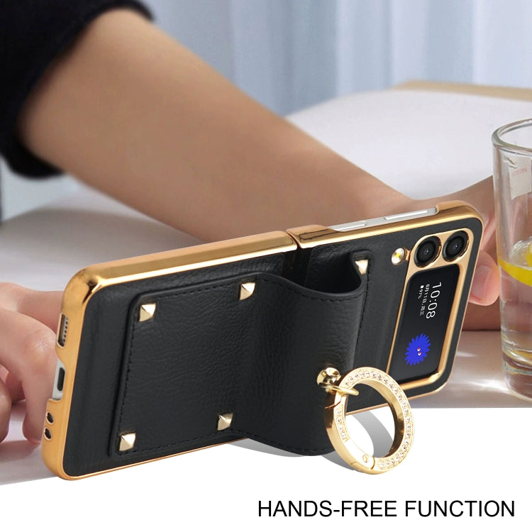 For Samsung Galaxy Z Flip3 5G GKK Colorful PU Phone Case with Ring Holder(Black)
