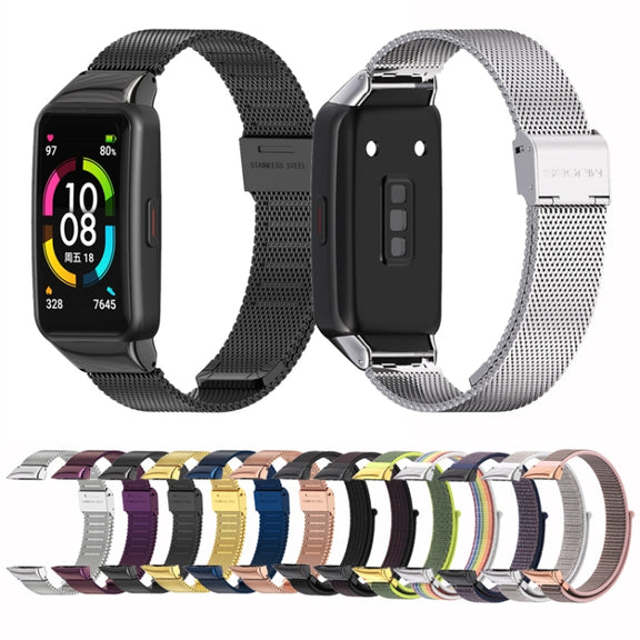 For Huawei Band 6 / Honor Band 6 / 7 Mijobs Breathable Nylon Watch Band(Black Red) - Watch Bands by MIJOBS