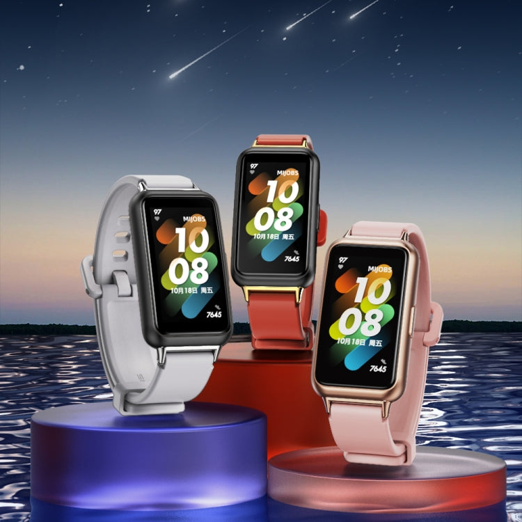 For Huawei Band 7 / 7 NFC MIJOBS Breathable Silicone Watch Band(Pink Rose Gold) - Watch Bands by MIJOBS