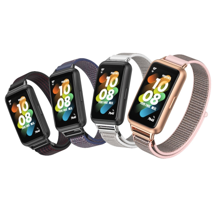 For Huawei Band 7 / 7 NFC Mijobs Breathable Nylon Watch Band(Pink Rose Gold) - Watch Bands by MIJOBS