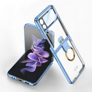For Samsung Galaxy Z Flip4 GKK Integrated Electroplating Phone Case with Ring(Blue)