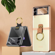 For Samsung Galaxy Z Flip4 GKK Integrated Electroplating Phone Case with Ring(Gold)