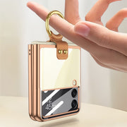 For Samsung Galaxy Z Flip4 GKK Integrated Electroplating Phone Case with Ring(Gold)