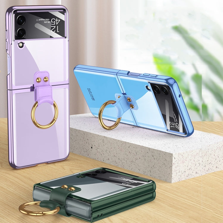 For Samsung Galaxy Z Flip4 GKK Integrated Electroplating Phone Case with Ring(Gold)