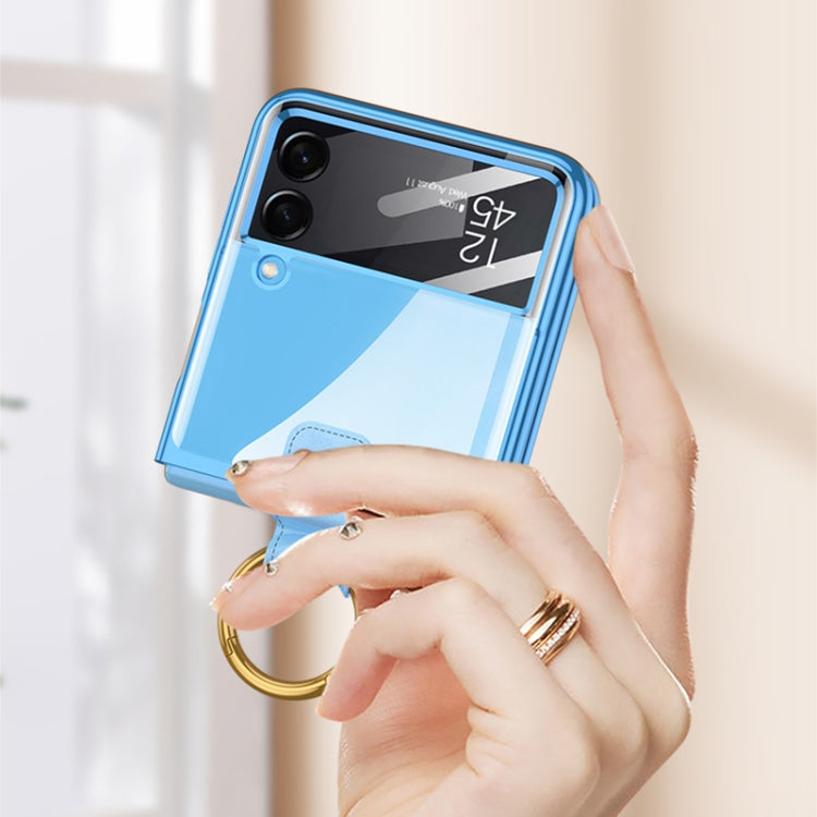 For Samsung Galaxy Z Flip4 GKK Integrated Electroplating Phone Case with Ring(Green)