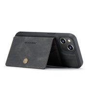 For iPhone 14 JEEHOOD Retro Magnetic Detachable Leather Phone Case (Black)