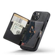 For iPhone 14 JEEHOOD Retro Magnetic Detachable Leather Phone Case (Black)