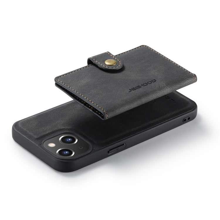 For iPhone 14 JEEHOOD Retro Magnetic Detachable Leather Phone Case (Black)
