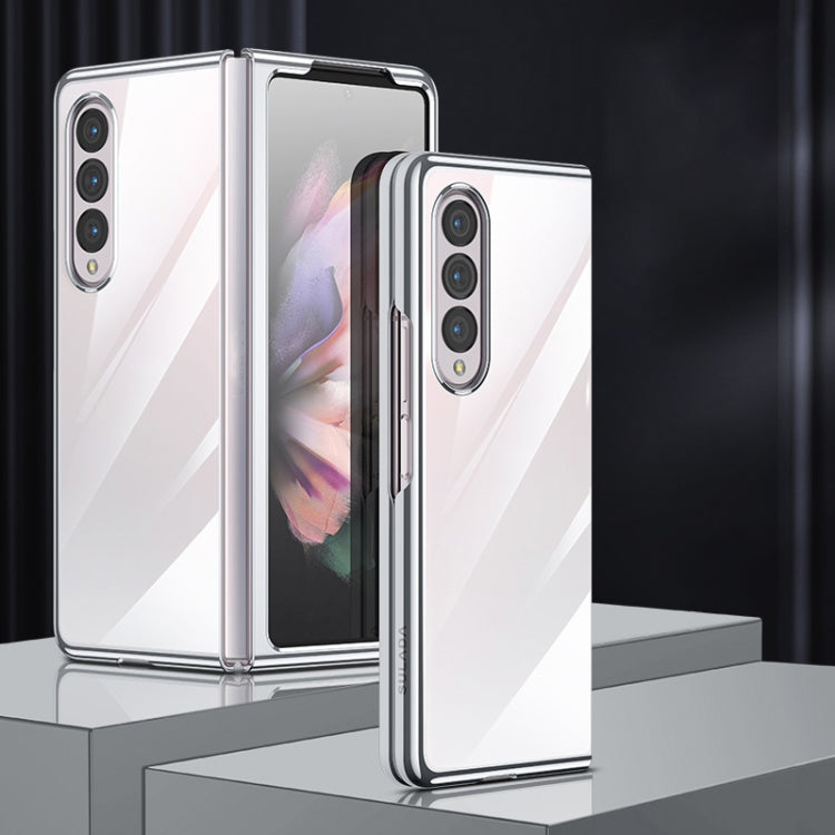 For Samsung Galaxy Z Fold4 SULADA Shockproof Plating PC Transparent Protective Case(Silver)