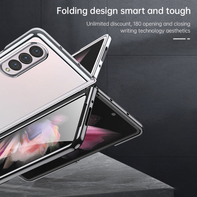 For Samsung Galaxy Z Fold4 SULADA Shockproof Plating PC Transparent Protective Case(Silver)