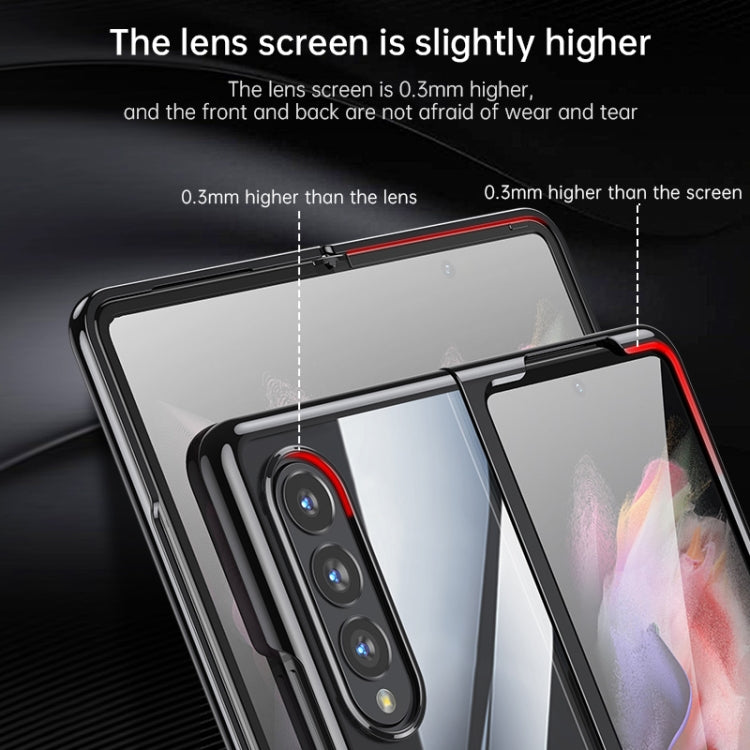 For Samsung Galaxy Z Fold4 SULADA Shockproof Plating PC Transparent Protective Case(Silver)