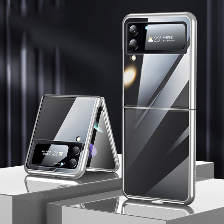 For Samsung Galaxy Z Flip4 SULADA Shockproof Plating PC Transparent Protective Case(Silver)