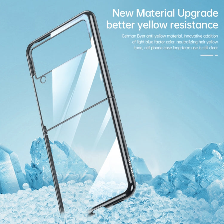 For Samsung Galaxy Z Flip4 SULADA Shockproof Plating PC Transparent Protective Case(Silver)