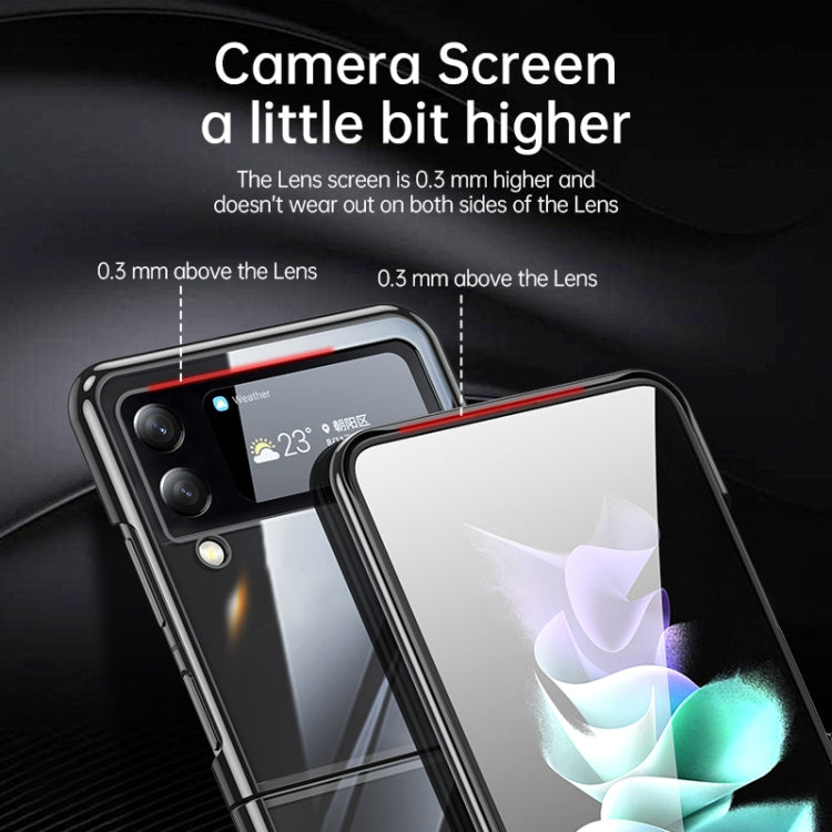For Samsung Galaxy Z Flip4 SULADA Shockproof Plating PC Transparent Protective Case(Silver)