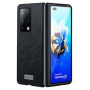 For Samsung Galaxy Z Fold4 SULADA Shockproof TPU + Handmade Leather Protective Case(Black)