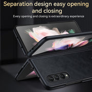 For Samsung Galaxy Z Fold4 SULADA Shockproof TPU + Handmade Leather Protective Case(Black)