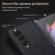 For Samsung Galaxy Z Fold4 SULADA Shockproof TPU + Handmade Leather Protective Case(Black)