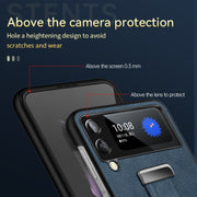 For Samsung Galaxy Z Flip4 SULADA Cool Series PC + Leather Texture Skin Feel Shockproof Phone Case(Blue)